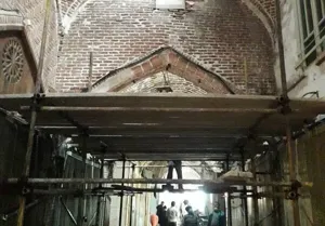 اجرای عملیات استحکام سازی طاق تیمچه مظفریه و بازار کاغذفروشان